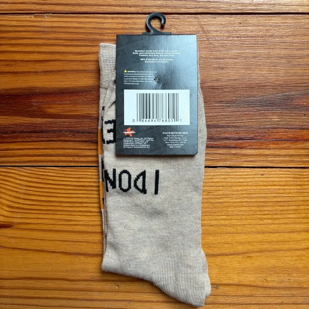 Nickelodeon Beige Garfield Socks, NWT, 6.5-12